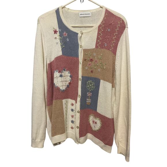 80’s Cottage Grannycore Sweater Large Embroidered Alfred Dunner - Picture 7 of 7